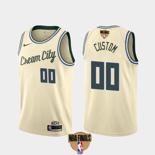 Men's Milwaukee Bucks Active Player Custom 2021 NBA Finals Cream City Stitched Jersey